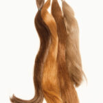 hair extensions laid out on white background